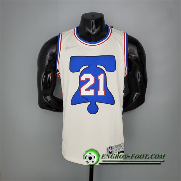 Maillot Philadelphia 76ers (Embiid #21) 2021 Beige Bonus Edition