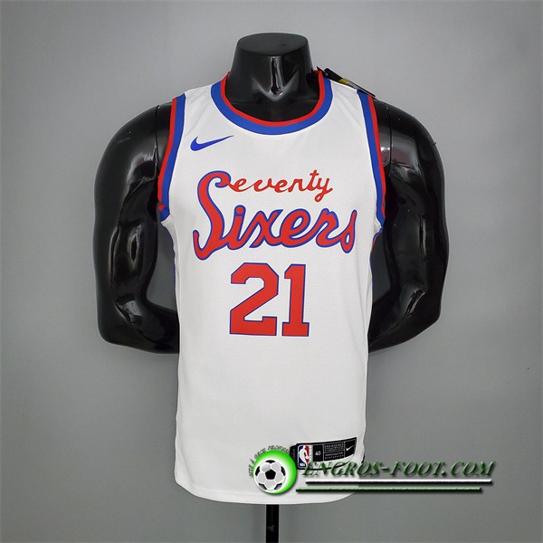 Maillot Philadelphia 76ers (Embiid #21) 2021 Blanc Retro limited