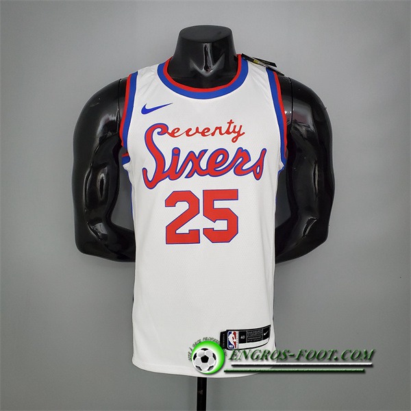 Maillot Philadelphia 76ers (Simmons #25) 2021 Blanc Retro limited