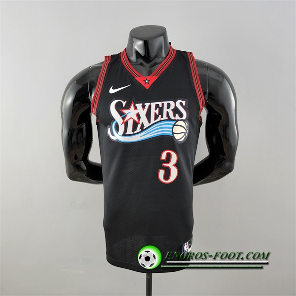 Maillot Philadelphia 76ers (Iverson #3) Retro Big Meteor Noir