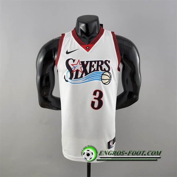 Maillot Philadelphia 76ers (Iverson #3) Retro Big Meteor Blanc