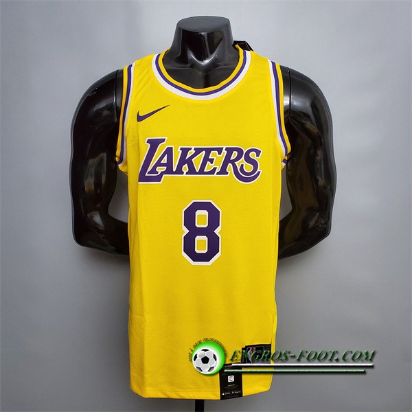 Maillot Los Angeles Lakers (Bryant #8) Jaune Encolure Ronde