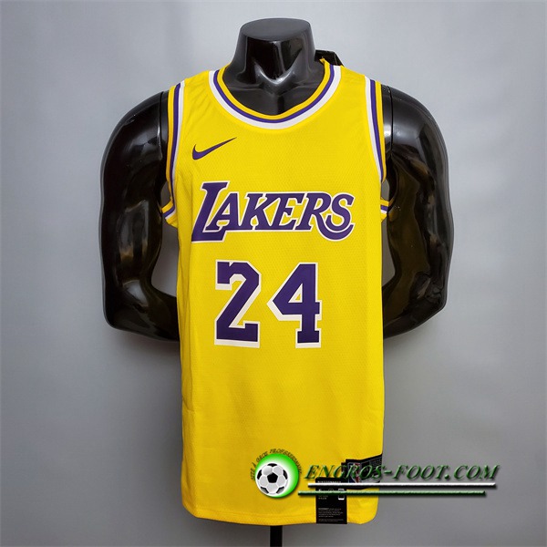 Maillot Los Angeles Lakers (Bryant #24) Jaune Encolure Ronde