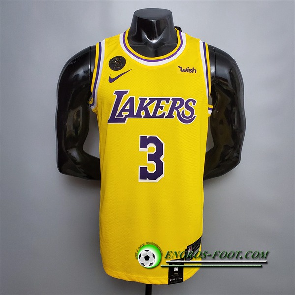 Maillot Los Angeles Lakers (Davis #3) Jaune Encolure Ronde Commemorative Edition