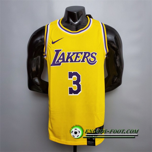 Maillot Los Angeles Lakers (Davis #3) Jaune Encolure Ronde