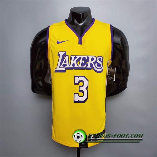 Maillot Los Angeles Lakers (Davis #3) Jaune V-collerette City Edition