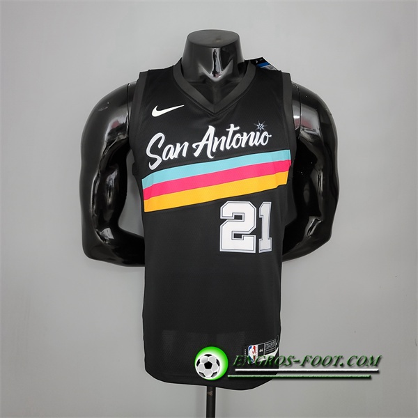 Nouveau Maillot San Antonio Spurs (Duncan #21) Noir City Edition