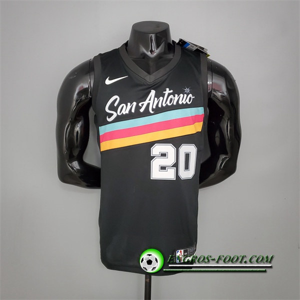 Nouveau Maillot San Antonio Spurs (Ginobili #20) Noir City Edition