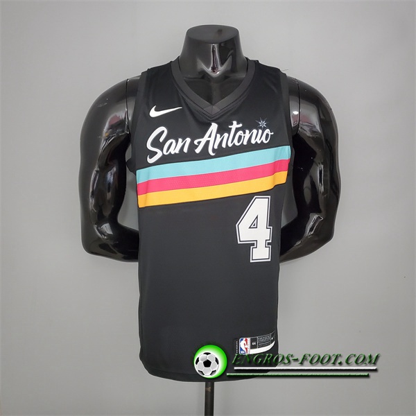 Nouveau Maillot San Antonio Spurs (White #4) Noir City Edition