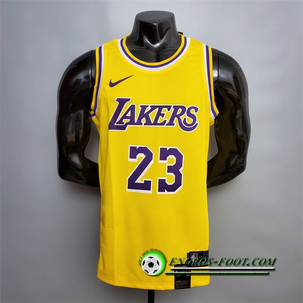 Maillot Los Angeles Lakers (James #23) Jaune Encolure Ronde