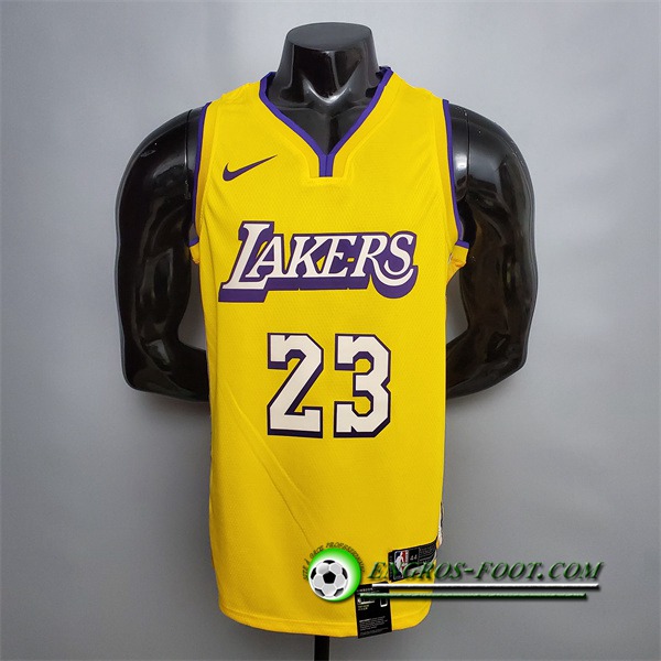 Maillot Los Angeles Lakers (James #23) Jaune V-collerette City Edition