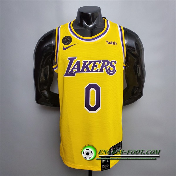 Maillot Los Angeles Lakers (Kuzma #0) Jaune Encolure Ronde Commemorative Edition