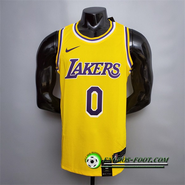 Maillot Los Angeles Lakers (Kuzma #0) Jaune Encolure Ronde