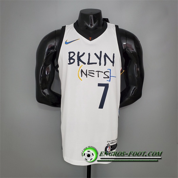 Maillot Brooklyn Nets (Durant #7) Graffiti Blanc