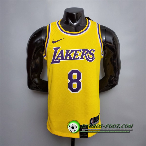 Maillot Los Angeles Lakers (Bryant #8) Jaune Encolure Ronde Commemorative Edition