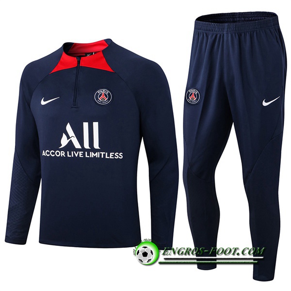 Ensemble Survetement de Foot PSG Bleu Marin/Rouge 2022/2023