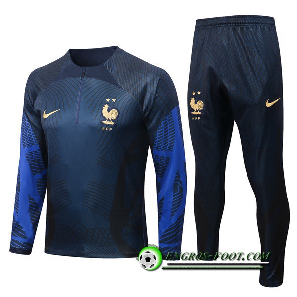 Ensemble Survetement de Foot France Pattern Bleu Marin 2022/2023