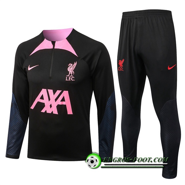 Ensemble Survetement de Foot FC Liverpool Noir/Rose 2022/2023