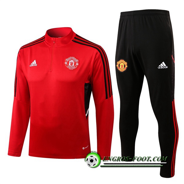 Ensemble Survetement de Foot Manchester United Rouge/Noir 2022/2023