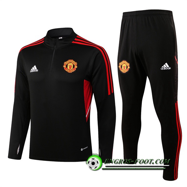 Ensemble Survetement de Foot Manchester United Noir/Rouge 2022/2023