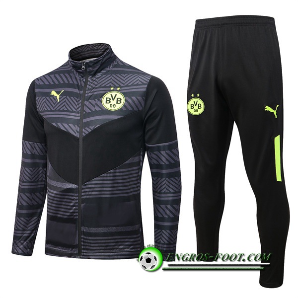 Ensemble Survetement de Foot - Veste Dortmund Noir/Gris 2022/2023