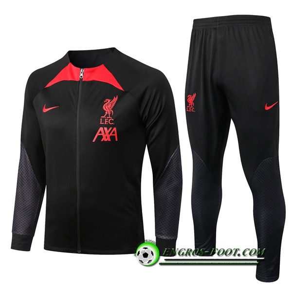 Ensemble Survetement de Foot - Veste FC Liverpool Noir/Rouge 2022/2023