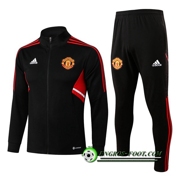 Ensemble Survetement de Foot - Veste Manchester United Noir/Rouge 2022/2023