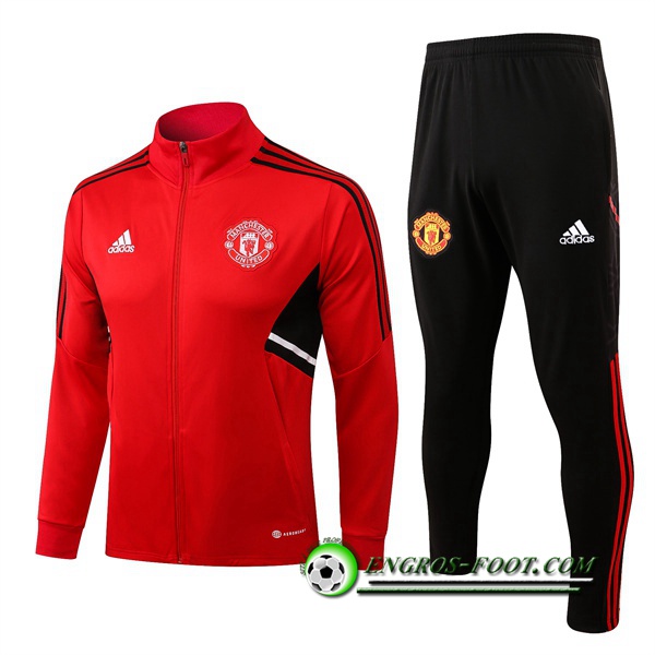 Ensemble Survetement de Foot - Veste Manchester United Rouge/Noir 2022/2023