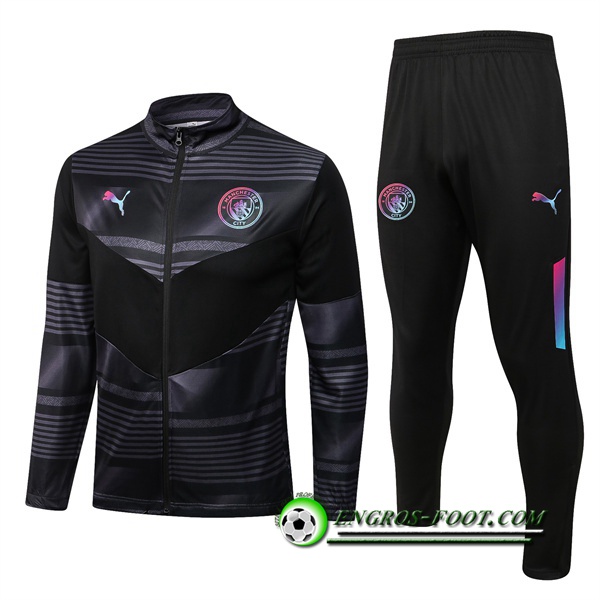 Ensemble Survetement de Foot - Veste Manchester City Noir/Gris 2022/2023