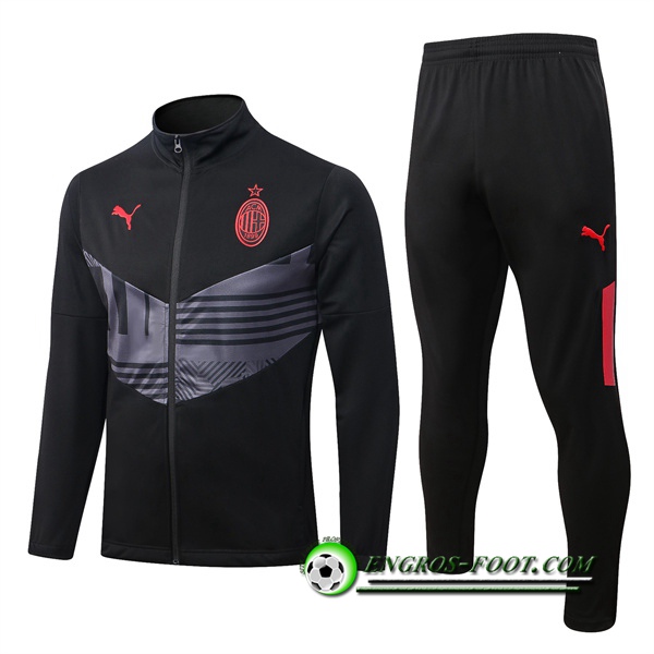 Ensemble Survetement de Foot - Veste Milan AC Noir/Gris 2022/2023