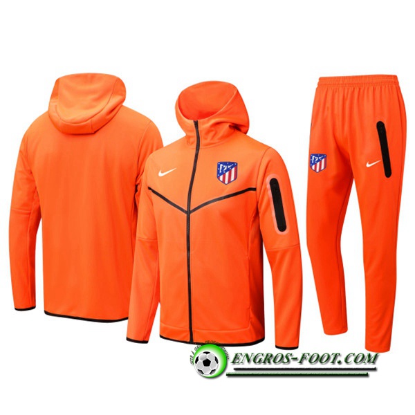 Ensemble Veste A Capuche Survetement Foot Atletico Madrid Orange 2022/2023