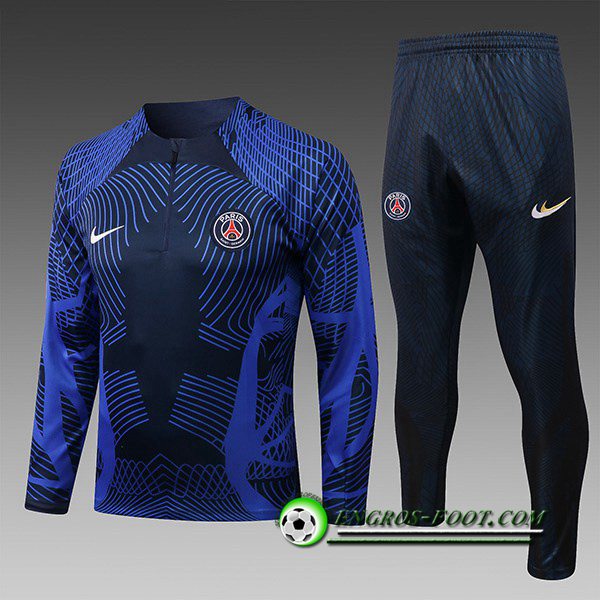 Ensemble Survetement de Foot PSG Enfant Pattern Bleu Marin 2022/2023