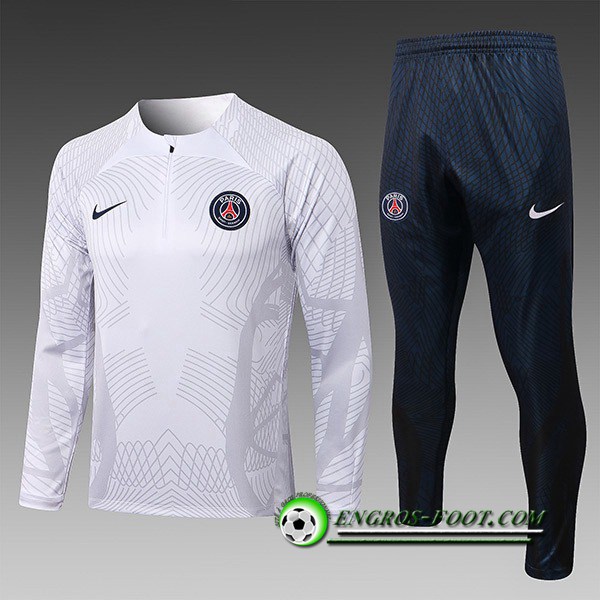 Ensemble Survetement de Foot PSG Enfant Pattern Blanc 2022/2023