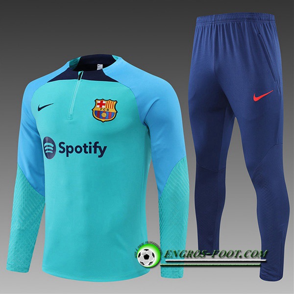 Ensemble Survetement de Foot FC Barcelone Enfant Bleu Clair 2022/2023