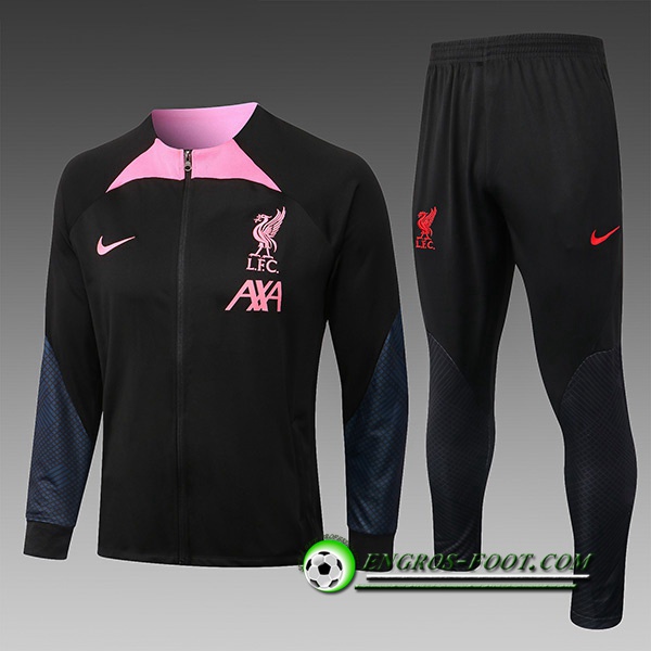 Ensemble Survetement de Foot FC Liverpool Enfant Noir/Rose 2022/2023