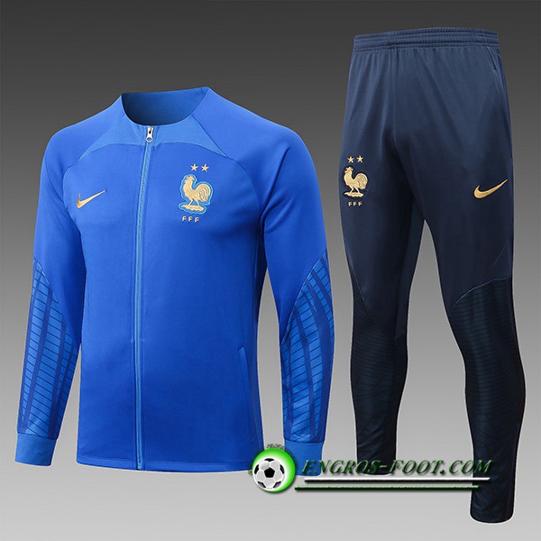 Ensemble Survetement de Foot - Veste France Enfant Bleu 2022/2023