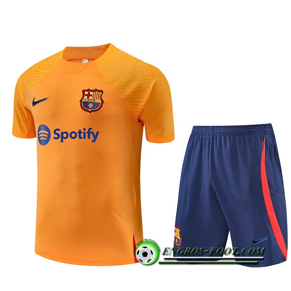 Ensemble Training T-Shirts + Shorts FC Barcelone Jaune 2022/2023