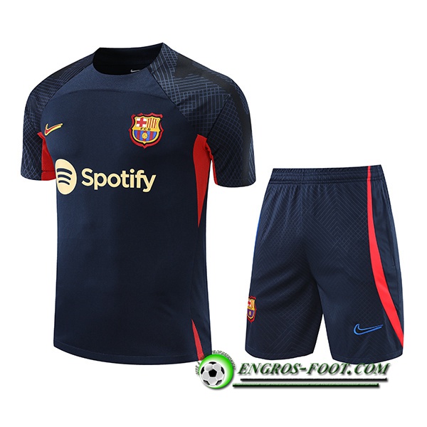 Ensemble Training T-Shirts + Shorts FC Barcelone Bleu Marin/Rouge 2022/2023