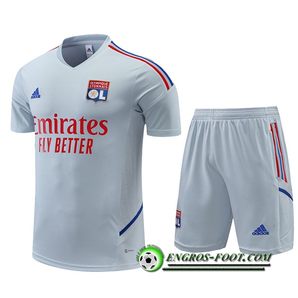 Ensemble Training T-Shirts + Shorts Lyon Gris 2022/2023