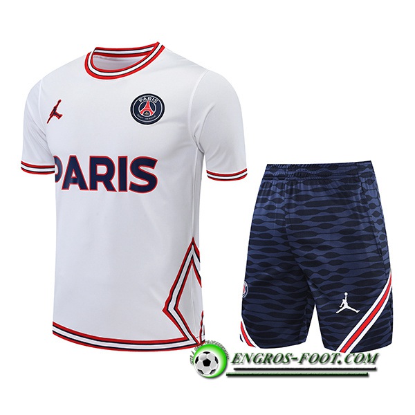 Ensemble Training T-Shirts + Shorts Jondan PSG Blanc 2022/2023