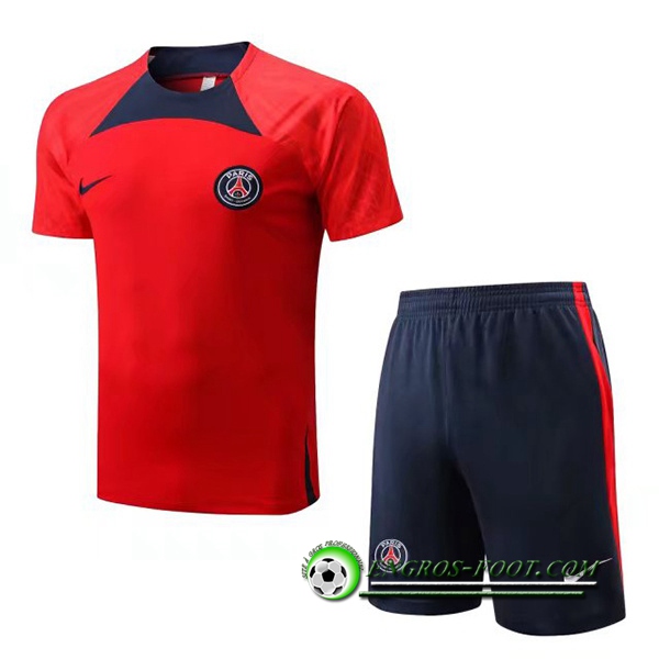 Ensemble Training T-Shirts + Shorts PSG Rouge/Noir 2022/2023