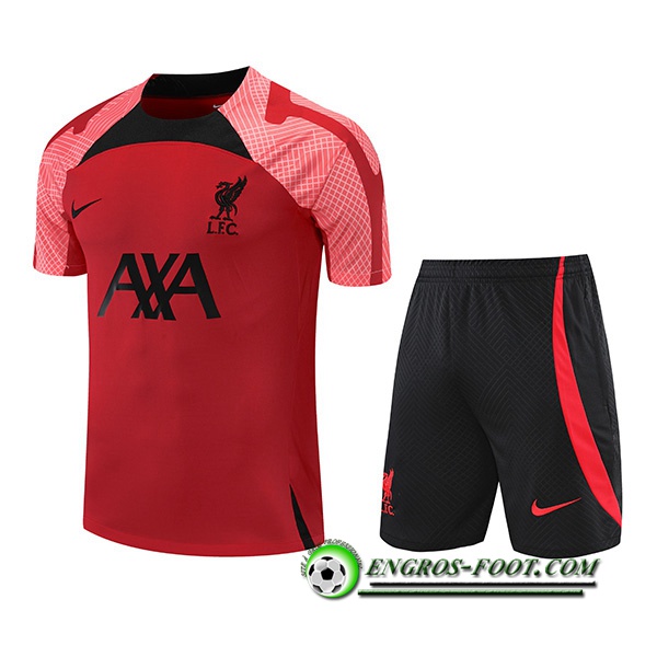 Ensemble Training T-Shirts + Shorts FC Liverpool Rouge/Noir 2022/2023