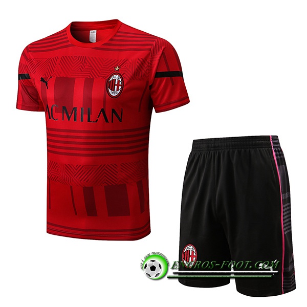 Ensemble Training T-Shirts + Shorts Milan AC Rouge 2022/2023