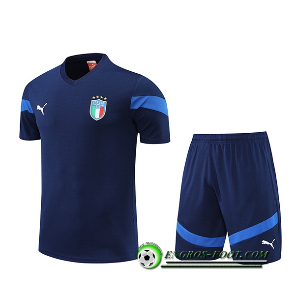 Ensemble Training T-Shirts + Shorts Italie Bleu Marin 2022/2023