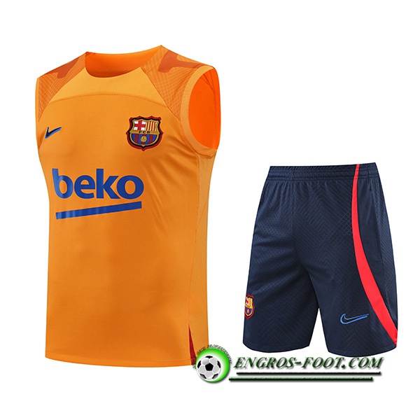 Ensemble Training Debardeur + Shorts FC Barcelone Jaune 2022/2023