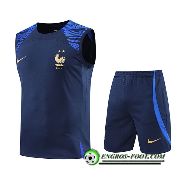 Ensemble Training Debardeur + Shorts France Bleu Marin 2022/2023