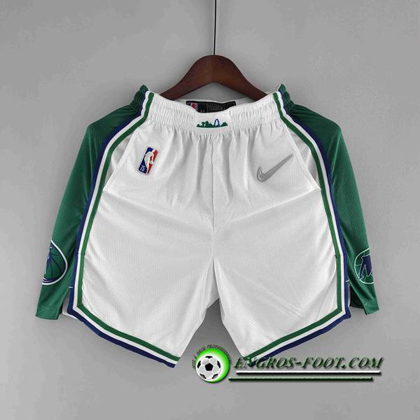 Shorts NBA Dallas Mavericks 2022 Blanc/Vert Trim Urban Edition