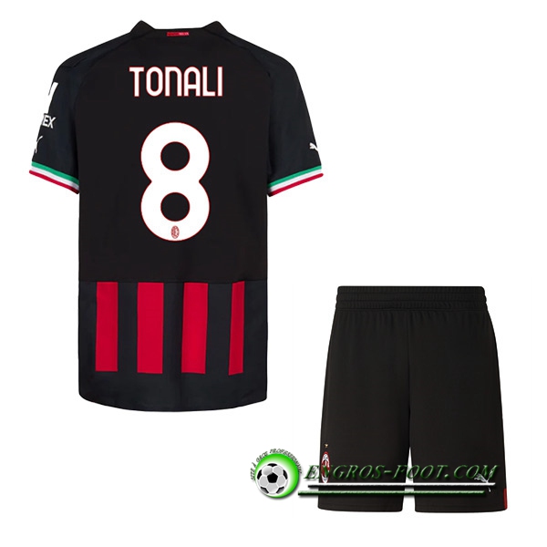 Maillot de Foot Milan AC (TONALI #8) Enfants Domicile 2022/23