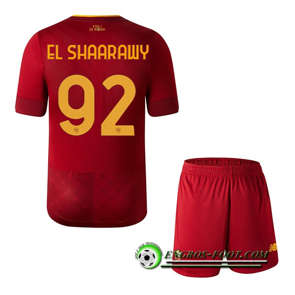 Maillot de Foot As Rome (EL SHAARAWY #92) Enfants Domicile 2022/23