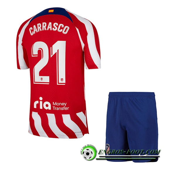 Maillot de Foot Atletico Madrid (CARRASCO #21) Enfants Domicile 2022/23